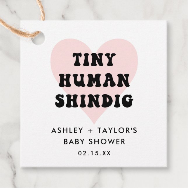 Tiny Human Shindig Modern Baby Dusche Geschenkanhänger (Vorderseite)