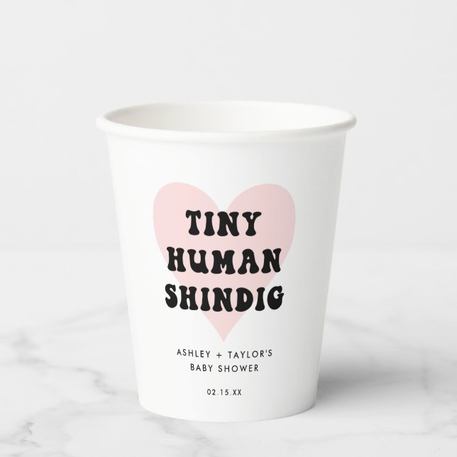 Tiny Human Shindig Modern Baby Dusche Pappbecher (Vorderseite)