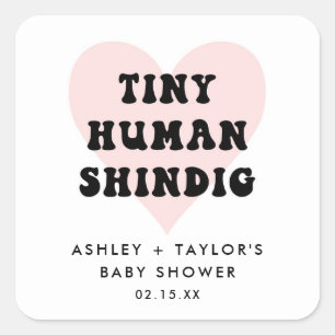 Tiny Human Shindig Modern Baby Showfavorit Quadratischer Aufkleber