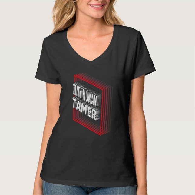 Tiny Human Tamer Job Title Appreciation Retro T-Shirt (Vorderseite)