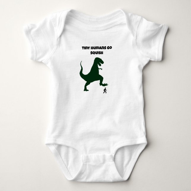 Tiny Humans Go Squish Funny Dinosaur Cartoon Baby Strampler (Vorderseite)