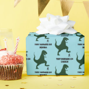 Tiny Humans Go Squish Funny Dinosaur Cartoon Geschenkpapier