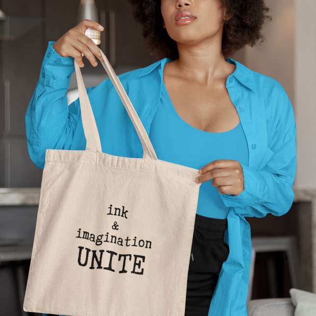 Tiny & Imagination Unite Book Lovers Writers Gift Tragetasche (Shop now and showcase your passion for creativity with this inspiring tote bag!)