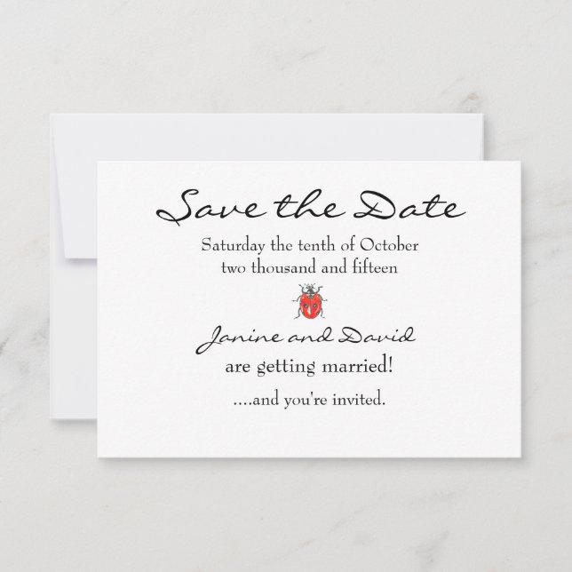 Tiny Ladybird/Ladybug Save the Date Einladung (Vorderseite)