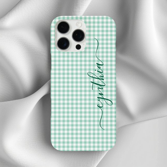 Tiny Light Aquamarin Gingham Signature Case-Mate iPhone Hülle (Tiny Light Teal Gingham Signature Case-Mate iPhone Case)