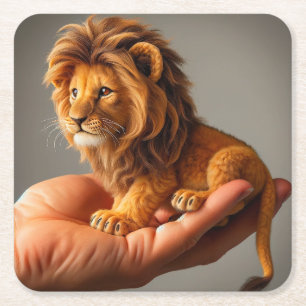 Tiny Lion Rechteckiger Pappuntersetzer