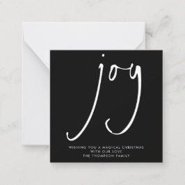 TINY MINI SIZE Joy Script White Black Holiday Mitteilungskarte