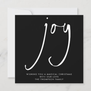 TINY MINI SIZE Joy Script White Black Holiday Mitteilungskarte