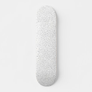 Tiny Monochrome Black, Gray & Cream Dots auf Weiß Skateboard