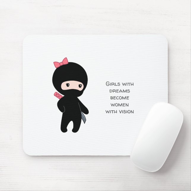 Tiny Ninja Girl Inspiration Zitat Mousepad (Mit Mouse)