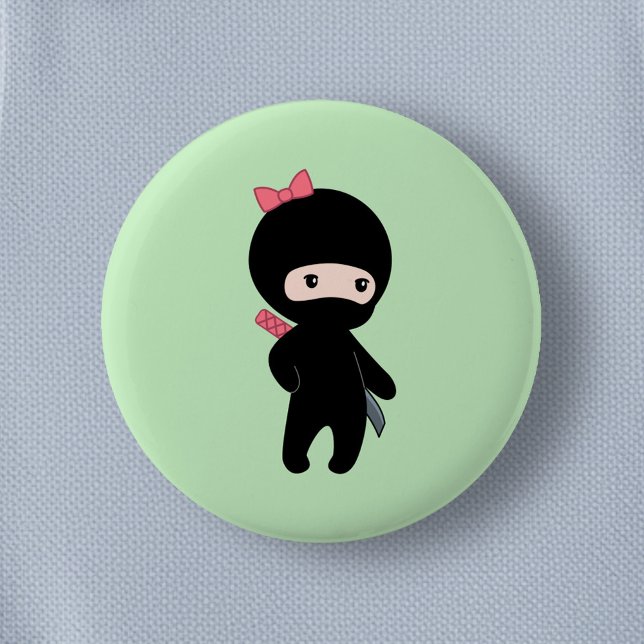 Tiny Ninja Girl on Green Button (Von Creator hochgeladen)