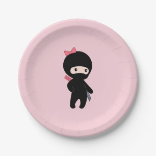 Tiny Ninja Girl on Pink Pappteller