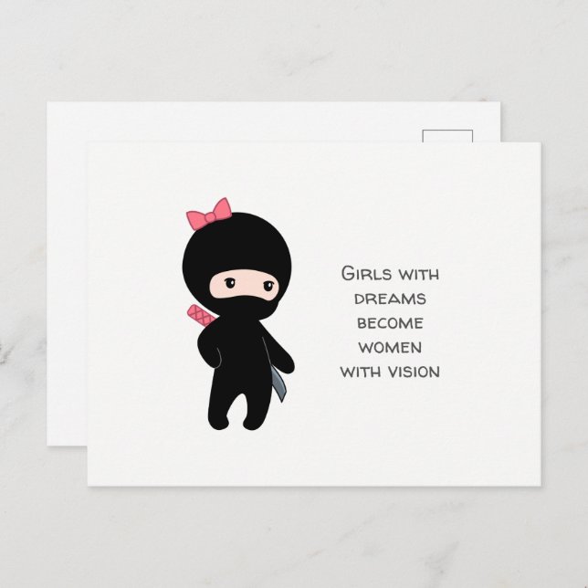 Tiny Ninja Girl Zitat Postkarte (Vorne/Hinten)