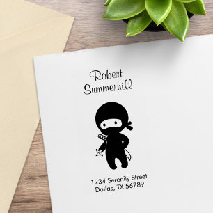 Tiny Ninja Holding Throwing Star-Adresse Gummistempel