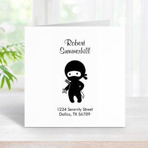 Tiny Ninja Holding Throwing Star-Adresse Gummistempel