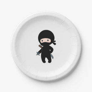 Tiny Ninja Holding Throwing Star Pappteller