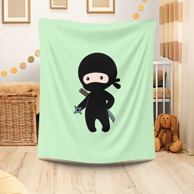 Tiny Ninja Holding wirbelt auf Grün Fleecedecke (Von Creator hochgeladen)