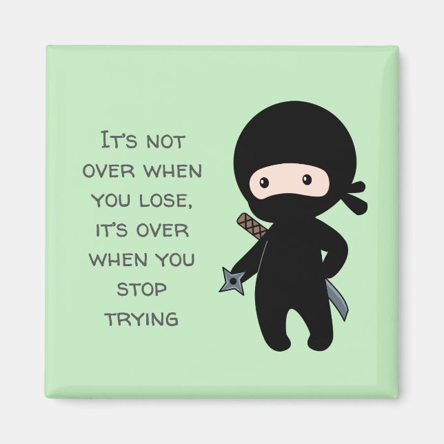 Tiny Ninja Holding wirft Star Green Zitat Magnet (Vorne)
