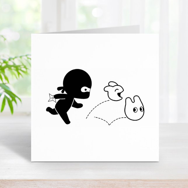 Tiny Ninja Hunting Dustbunnies Gummistempel (Von Creator hochgeladen)