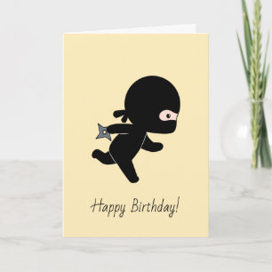 Tiny Ninja läuft auf einem gelben Geburtstag Karte