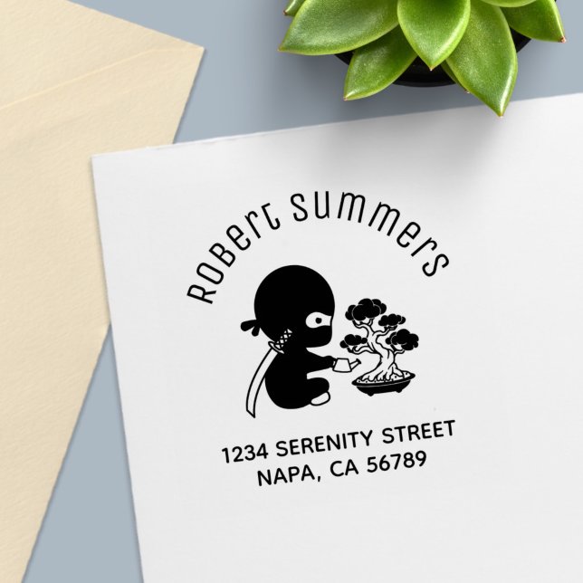 Tiny Ninja Watering Bonsai Tree Arch Address Permastempel (Von Creator hochgeladen)