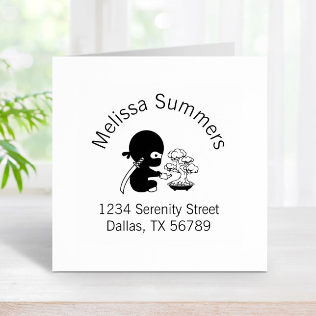 Tiny Ninja Watering Bonsai Tree Arch Adresse Gummistempel (Von Creator hochgeladen)