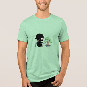 Tiny Ninja Watering Bonsai Tree Tri-Blend Shirt