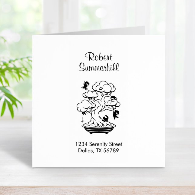 Tiny Ninjas in Bonsai Tree Address Gummistempel (Von Creator hochgeladen)