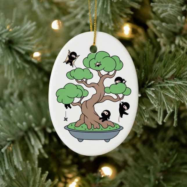 Tiny Ninjas in Bonsai Tree Keramik Ornament (Baum)