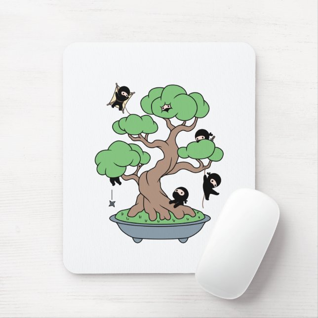 Tiny Ninjas in Bonsai Tree Mousepad (Mit Mouse)