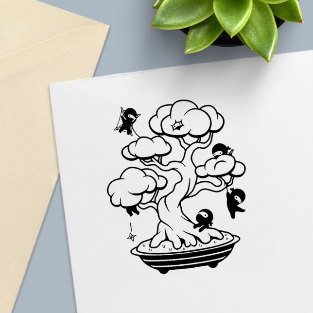 Tiny Ninjas in Bonsai Tree Permastempel (Von Creator hochgeladen)