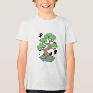 Tiny Ninjas in Bonsai Tree Tri-Blend Shirt
