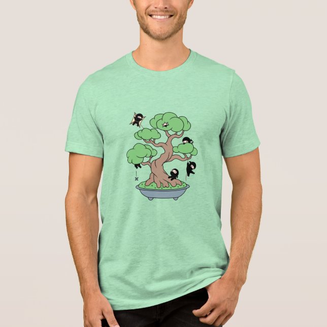 Tiny Ninjas in Bonsai Tree Tri-Blend Shirt (Vorderseite)