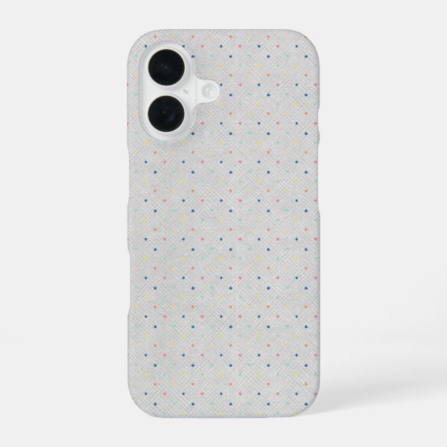 Tiny Pastel Button Dots iPhone 16 Hülle (Rückseite)