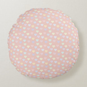 Tiny Pastel Hearts Rundes Kissen
