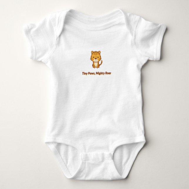 Tiny Paws, Mighty Roar Baby Strampler (Vorderseite)