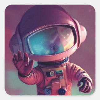 Tiny Pink Alien Quadratischer Aufkleber