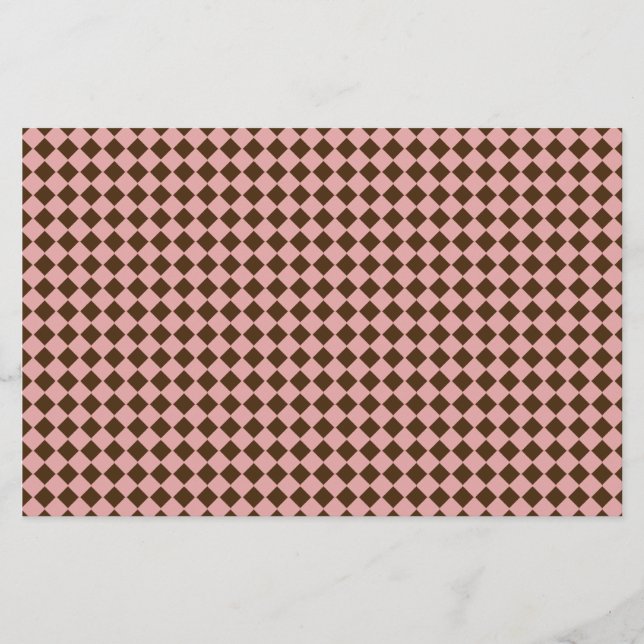 Tiny Pink and Brown Diamonds Scrapbooking Paper (Vorderseite)