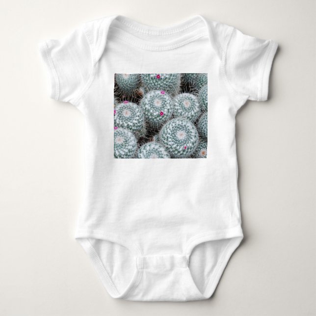 Tiny Pink Blume Cactus Pflanze Baby Strampler (Vorderseite)