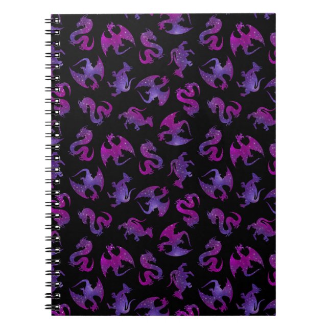 Tiny Pink und Lila Weltraumdrachen Notizblock (Vorderseite)