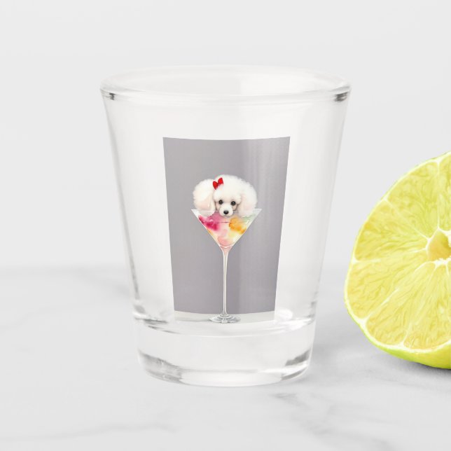 Tiny Poodle in Martini-Glas-Shotglass Schnapsglas (Vorderseite)