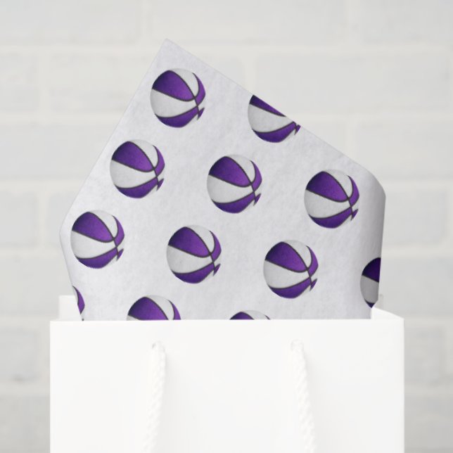 tiny purple white basketballs pattern seidenpapier (Geschenktüte)