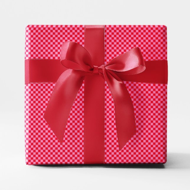 Tiny Red and Pink Checked Geschenkpapier (Tiny Red and Pink Checkered Wrapping Paper)