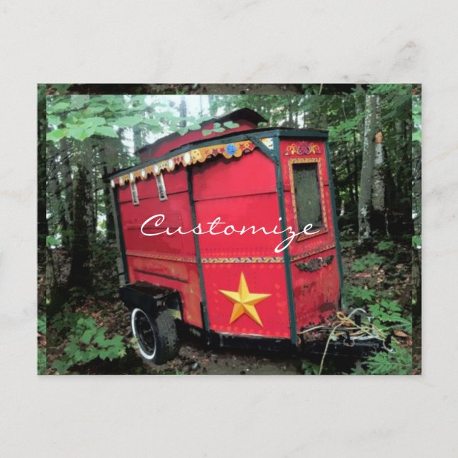 Tiny Red Sinti und Roma Caravan Thunder_Cove Postkarte (Vorderseite)