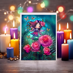 Tiny Rose Fairy Fantasy Art von Molly Harrison Karte