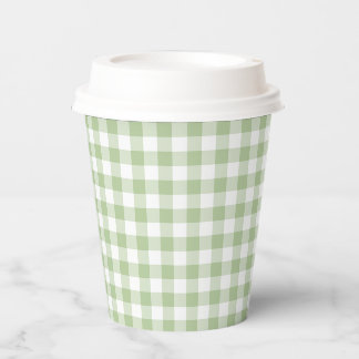 Tiny Sage and White Gingham Pappbecher