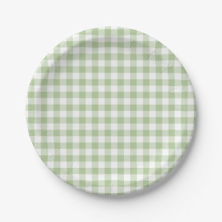 Tiny Sage and White Gingham Pappteller