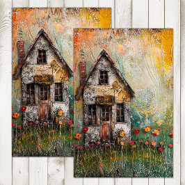TINY SHABBY LANDESHAUS GEMISCHTE MEDIENDEKOUPAGE SEIDENPAPIER