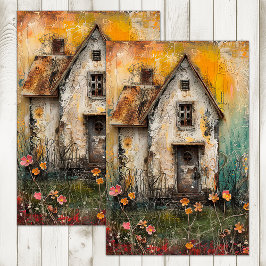 TINY SHABBY LANDESHAUS GEMISCHTE MEDIENDEKOUPAGE SEIDENPAPIER
