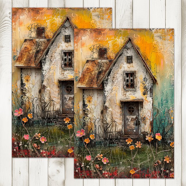 TINY SHABBY LANDESHAUS GEMISCHTE MEDIENDEKOUPAGE SEIDENPAPIER (TINY SHABBY COUNTRY HOUSE MIXED MEDIA DECOUPAGE TISSUE PAPER)